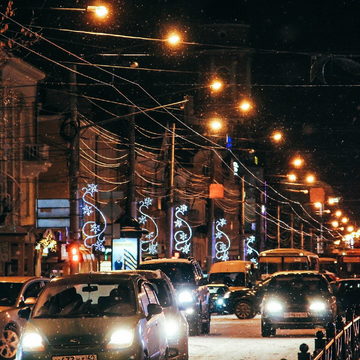 Авто, Дорожное движение, Новый год, Пробки, Улица Кирова
