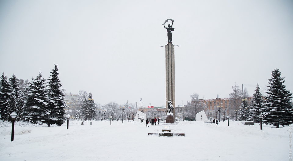 Площадь Победы, Снегопад