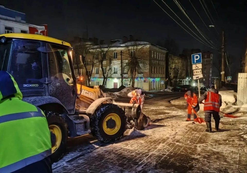 Авто, Снегопад, Уборка города, Город Калуга